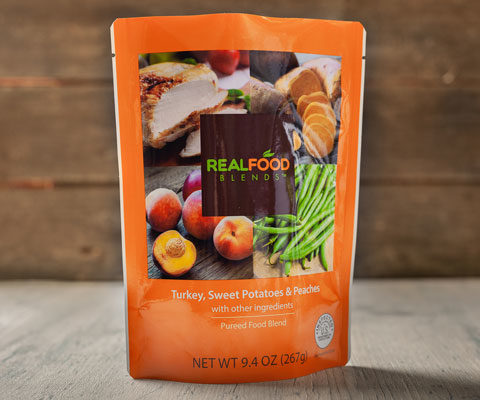 Real Food Blends Turkey, Sweet Potatoes & Peaches - Pureed Food Meal for  Feeding Tubes, 9.4 oz Pouch (Pack of 12 Pouches)